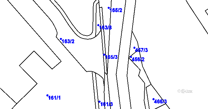 Parcela st. 165/3 v KÚ Spořice, Katastrální mapa