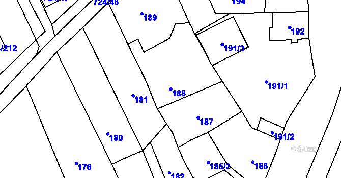 Parcela st. 188 v KÚ Spořice, Katastrální mapa
