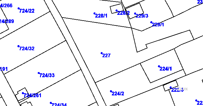 Parcela st. 227 v KÚ Spořice, Katastrální mapa