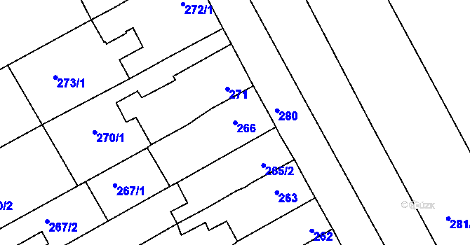 Parcela st. 266 v KÚ Spořice, Katastrální mapa