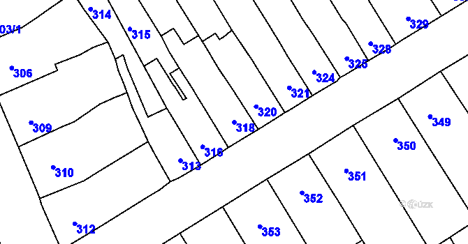 Parcela st. 318 v KÚ Spořice, Katastrální mapa