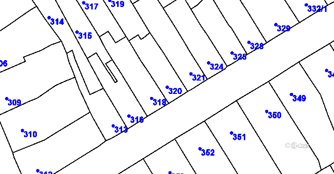 Parcela st. 320 v KÚ Spořice, Katastrální mapa
