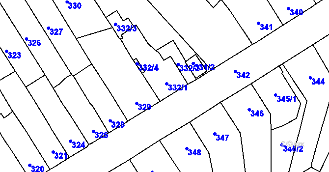 Parcela st. 332 v KÚ Spořice, Katastrální mapa