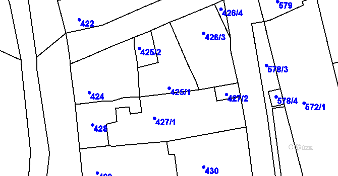 Parcela st. 425/1 v KÚ Spořice, Katastrální mapa