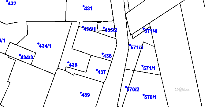Parcela st. 436 v KÚ Spořice, Katastrální mapa