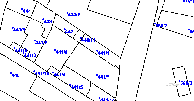 Parcela st. 441/1 v KÚ Spořice, Katastrální mapa