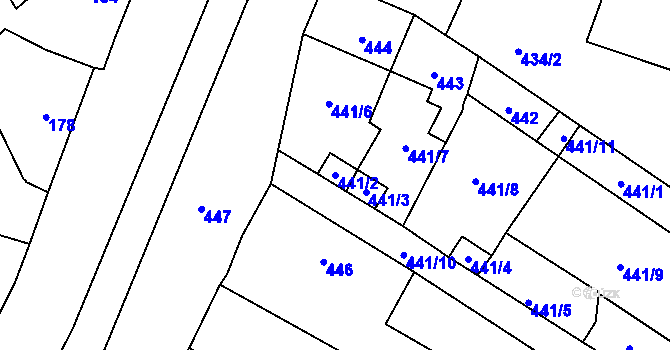 Parcela st. 441/2 v KÚ Spořice, Katastrální mapa