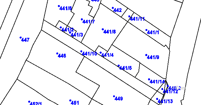 Parcela st. 441/4 v KÚ Spořice, Katastrální mapa