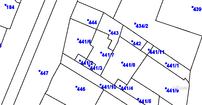 Parcela st. 441/7 v KÚ Spořice, Katastrální mapa