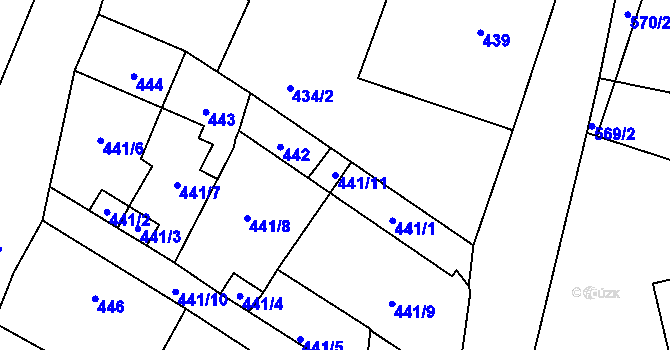 Parcela st. 441/11 v KÚ Spořice, Katastrální mapa