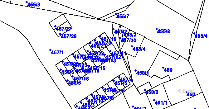 Parcela st. 457/12 v KÚ Spořice, Katastrální mapa