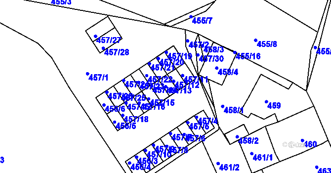 Parcela st. 457/13 v KÚ Spořice, Katastrální mapa