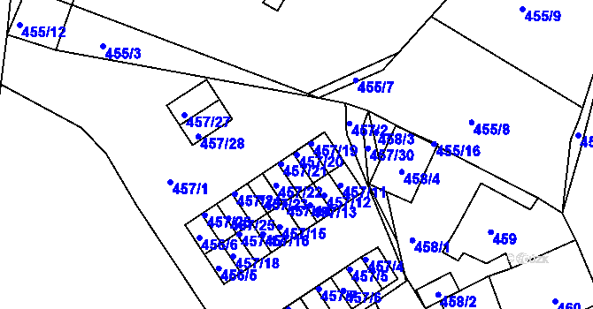 Parcela st. 457/20 v KÚ Spořice, Katastrální mapa
