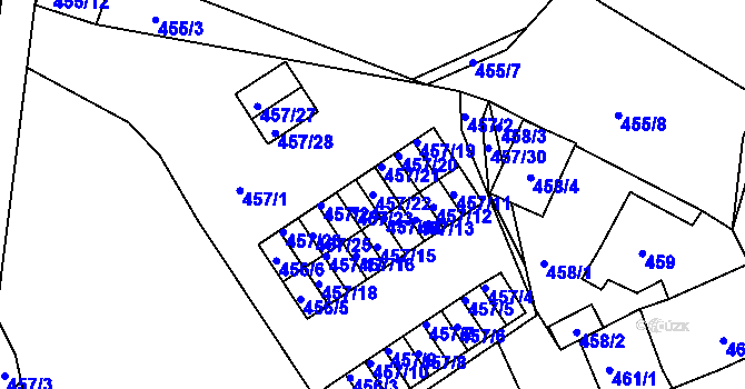 Parcela st. 457/22 v KÚ Spořice, Katastrální mapa