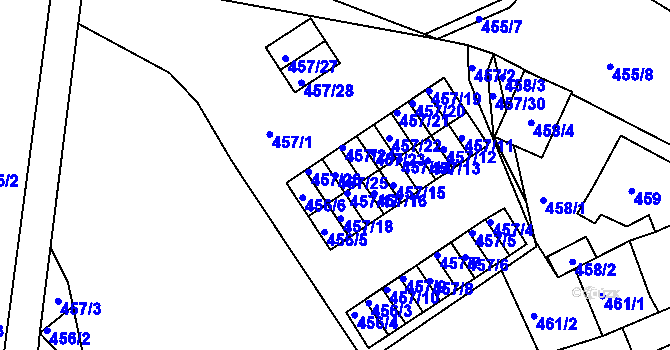 Parcela st. 457/25 v KÚ Spořice, Katastrální mapa