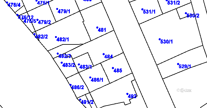 Parcela st. 484 v KÚ Spořice, Katastrální mapa