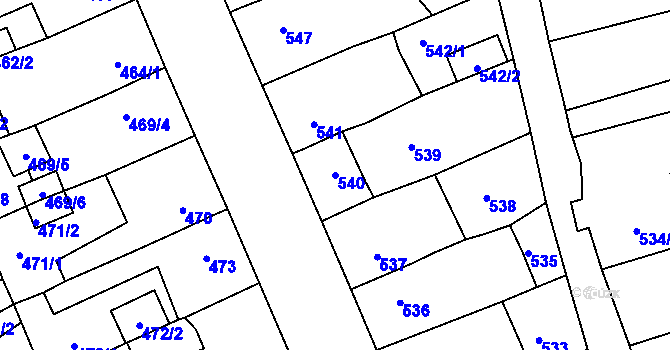 Parcela st. 540 v KÚ Spořice, Katastrální mapa