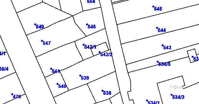 Parcela st. 542/2 v KÚ Spořice, Katastrální mapa
