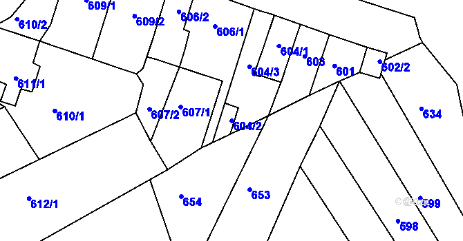 Parcela st. 604/2 v KÚ Spořice, Katastrální mapa