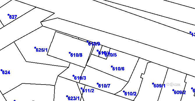 Parcela st. 610/4 v KÚ Spořice, Katastrální mapa