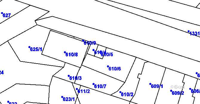 Parcela st. 610/5 v KÚ Spořice, Katastrální mapa