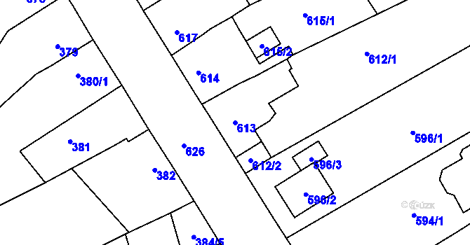 Parcela st. 613 v KÚ Spořice, Katastrální mapa