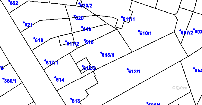 Parcela st. 615/1 v KÚ Spořice, Katastrální mapa