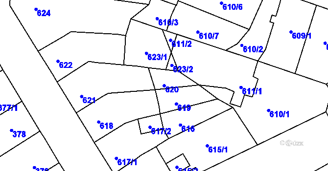 Parcela st. 620 v KÚ Spořice, Katastrální mapa