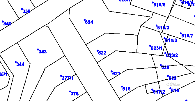 Parcela st. 622 v KÚ Spořice, Katastrální mapa