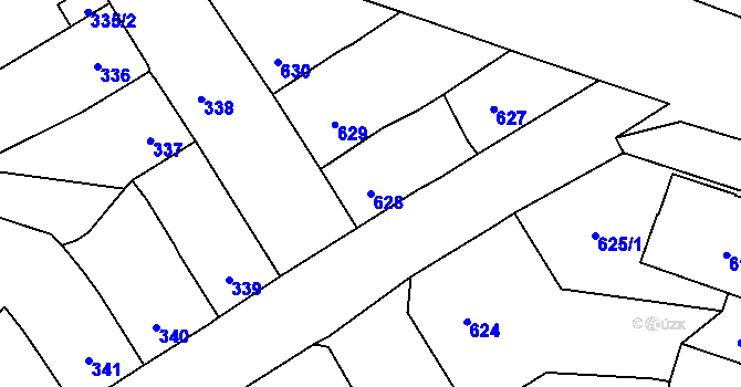 Parcela st. 628 v KÚ Spořice, Katastrální mapa