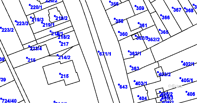 Parcela st. 671/1 v KÚ Spořice, Katastrální mapa