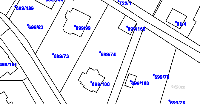 Parcela st. 699/74 v KÚ Spořice, Katastrální mapa