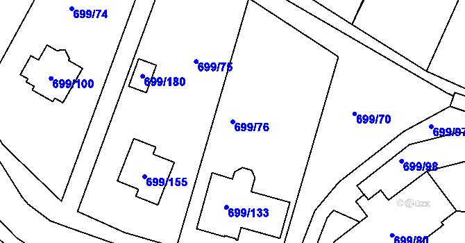 Parcela st. 699/76 v KÚ Spořice, Katastrální mapa