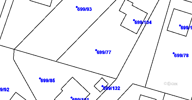 Parcela st. 699/77 v KÚ Spořice, Katastrální mapa