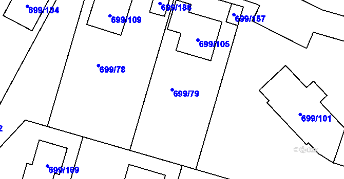 Parcela st. 699/79 v KÚ Spořice, Katastrální mapa