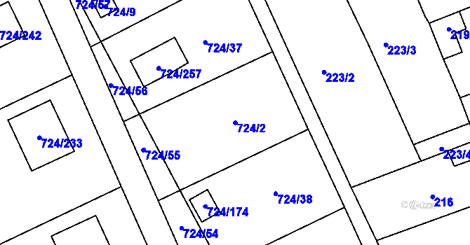 Parcela st. 724/2 v KÚ Spořice, Katastrální mapa