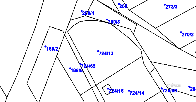 Parcela st. 724/13 v KÚ Spořice, Katastrální mapa