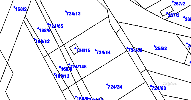 Parcela st. 724/14 v KÚ Spořice, Katastrální mapa