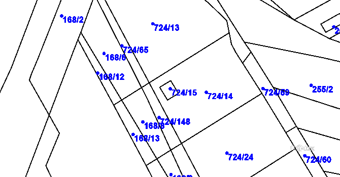 Parcela st. 724/15 v KÚ Spořice, Katastrální mapa
