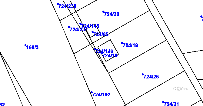 Parcela st. 724/19 v KÚ Spořice, Katastrální mapa