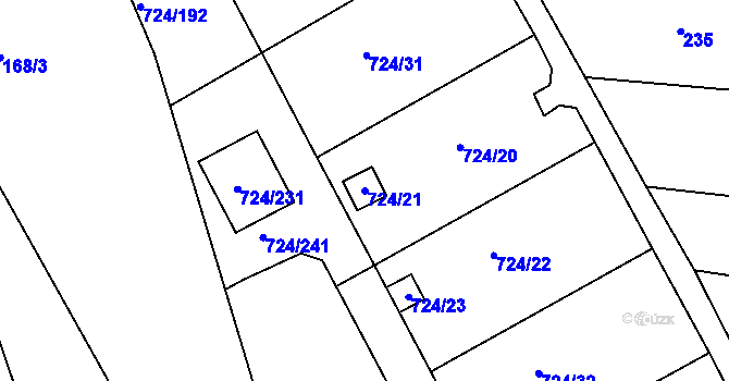 Parcela st. 724/21 v KÚ Spořice, Katastrální mapa