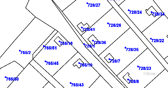 Parcela st. 728/1 v KÚ Spořice, Katastrální mapa