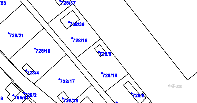Parcela st. 728/5 v KÚ Spořice, Katastrální mapa