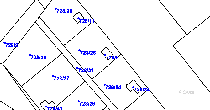 Parcela st. 728/6 v KÚ Spořice, Katastrální mapa