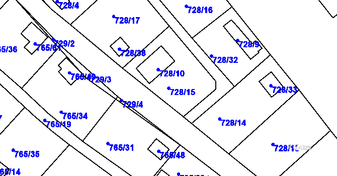 Parcela st. 728/15 v KÚ Spořice, Katastrální mapa