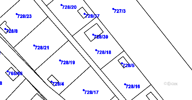 Parcela st. 728/18 v KÚ Spořice, Katastrální mapa