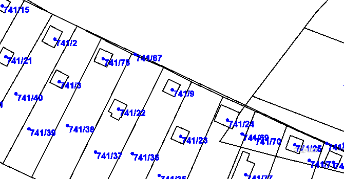 Parcela st. 741/9 v KÚ Spořice, Katastrální mapa