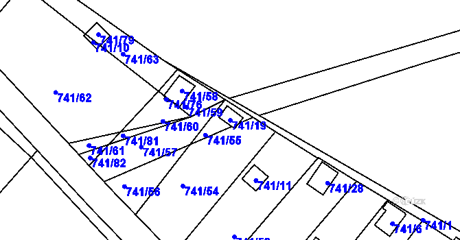 Parcela st. 741/19 v KÚ Spořice, Katastrální mapa