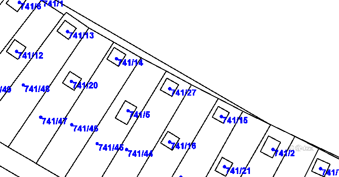 Parcela st. 741/27 v KÚ Spořice, Katastrální mapa