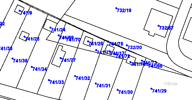 Parcela st. 741/71 v KÚ Spořice, Katastrální mapa